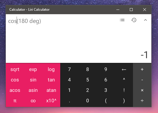 Liri Calculator advanced view